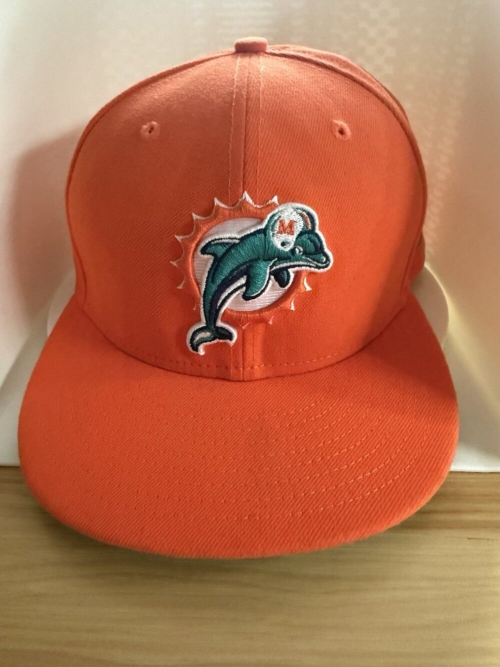 Miami Dolphins New Era 59FIFTY Fitted Hat Orange Teal Size 7 3/8 NFL Cap